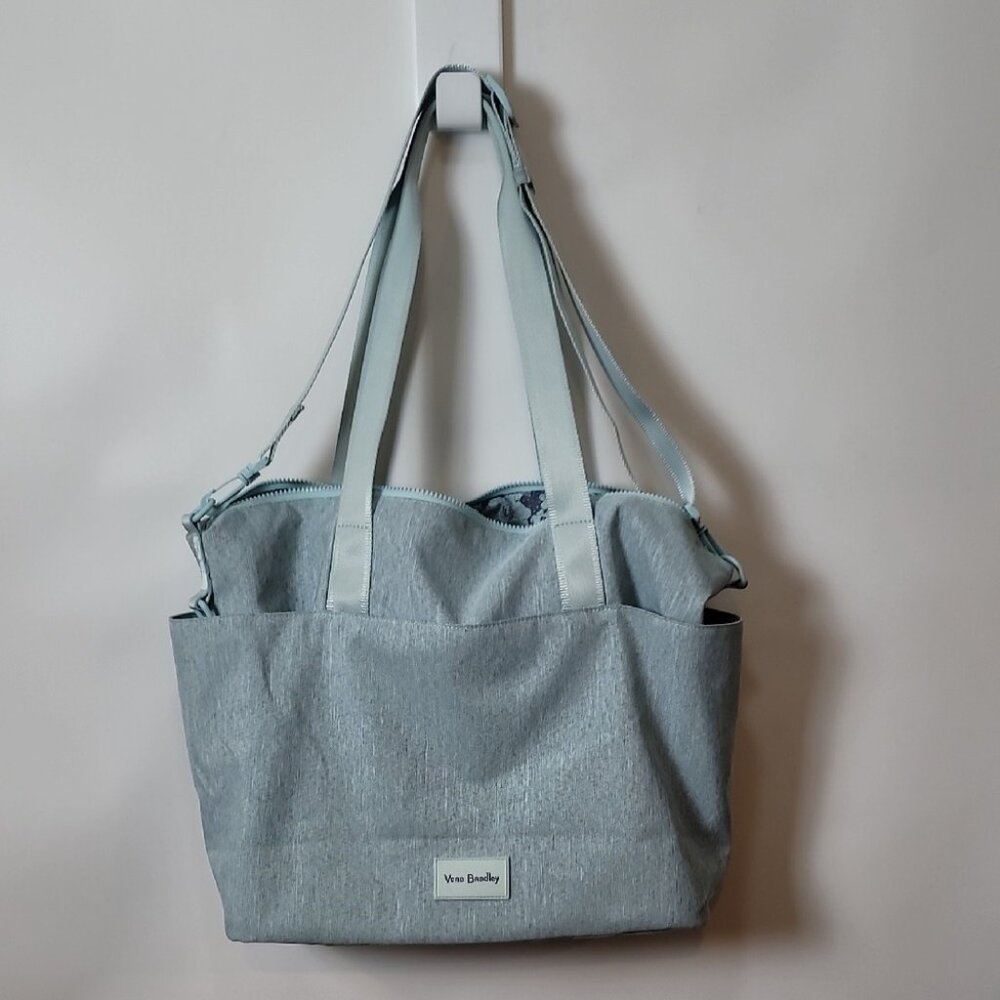 Vera Bradley Gray Recycled Cotton Commuter Tote Bag Adjustable Strap & Inner Poc - Picture 9 of 15